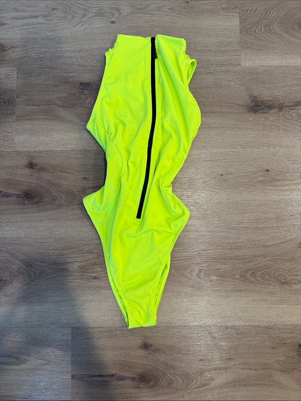 Neon Yellow Front-Zip One-Piece Swimsuit